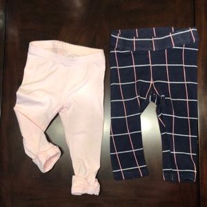 Two pairs of Janie and Jack girls leggings 6-12mo